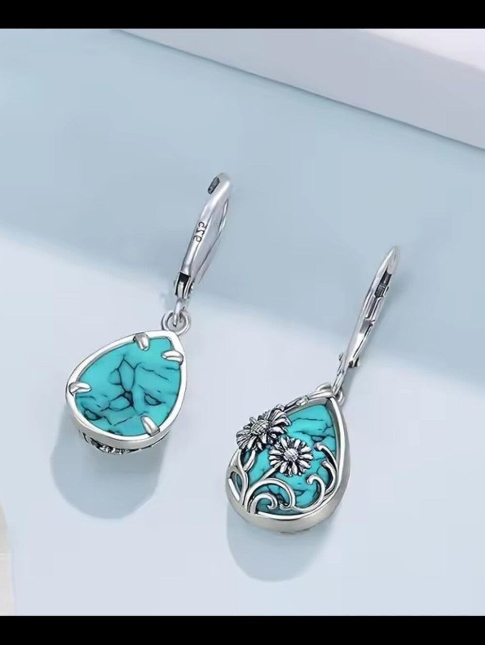 Vintage Turquoise Earrings Women's Sunflower Dangle Jewelry New G28